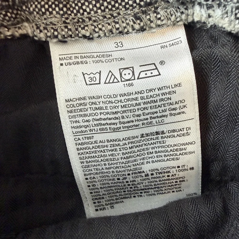 Banana Republic‎ Jogger Pants Mens 33x30Gray Tweed Elastic Waist Cuffed Casual